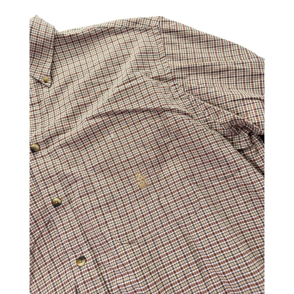 Nautica Button Up Shirt Mens XL Brown Plaid Check Long Sleeve Casual